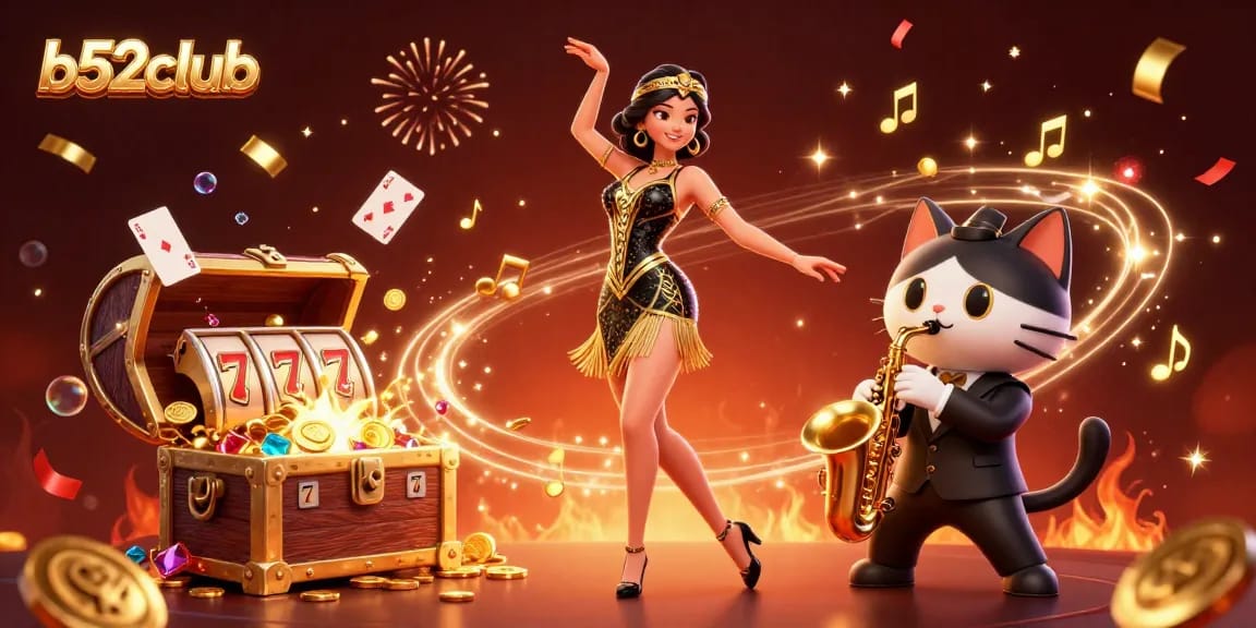 Experience the vibrant b52club gaming scene with dynamic characters and rich casino elements.