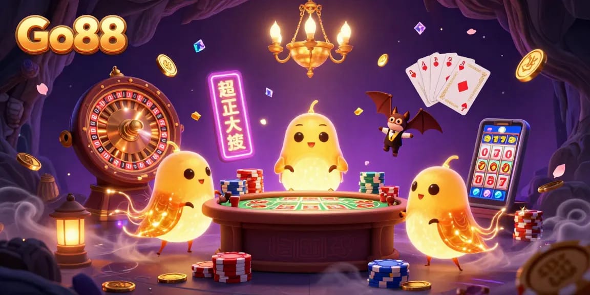 Experience Go88's vibrant casino scene with glowworms and dynamic game elements.