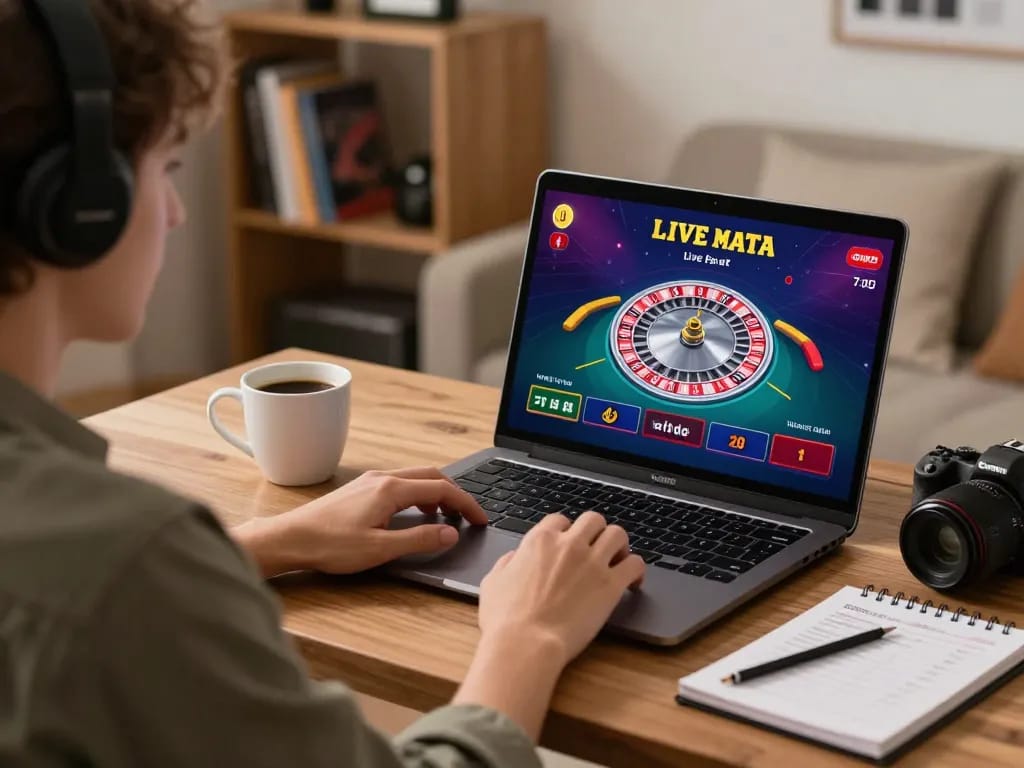 VT88 player strategizing bets during online roulette session in comfortable home office.