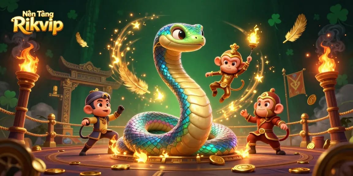 Experience the magic of Nền Tảng Rikvip with vibrant elements and engaging characters in this casino-themed scene.