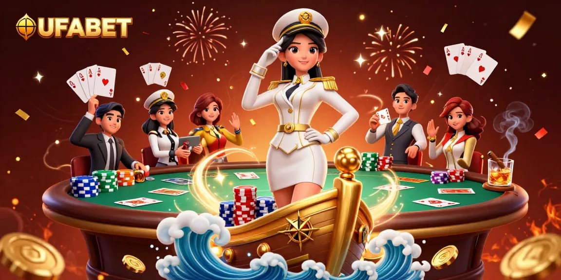 Experience thrilling gaming at UFABET with spectacular poker action and vibrant casino decor.