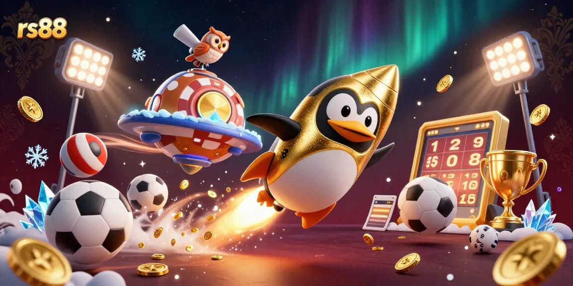 Bet on the rs88 golden penguin rocket as it races to the casino space station!