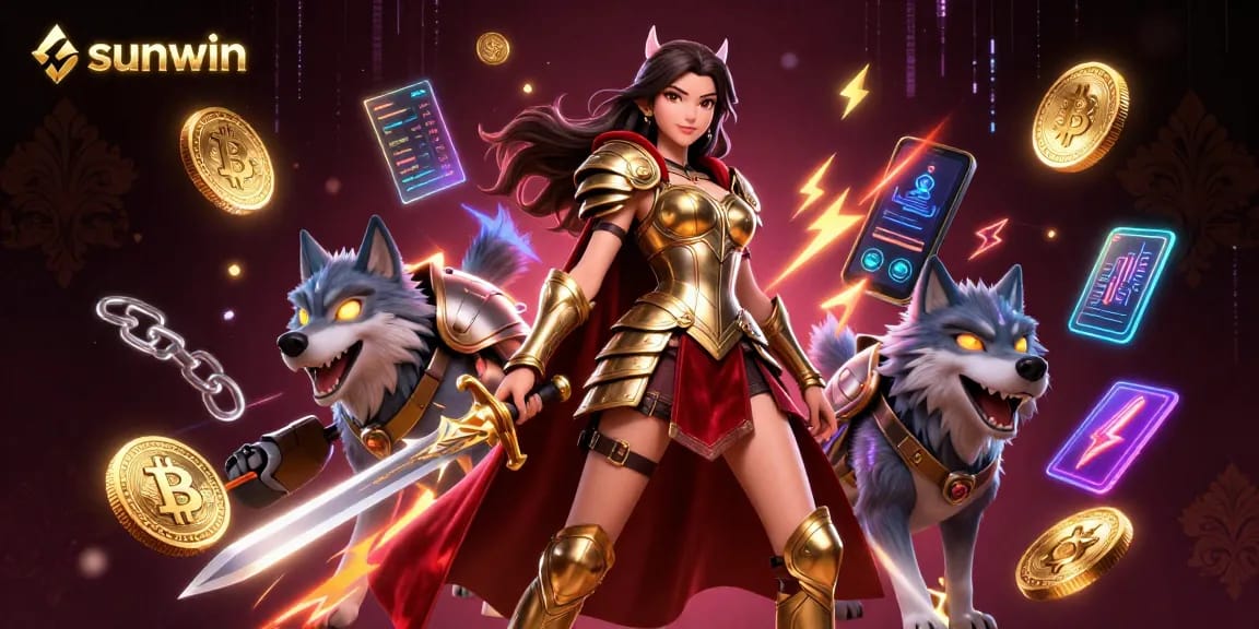 Experience thrilling gameplay with Sunwin in this vibrant, dynamic 3D casino illustration.