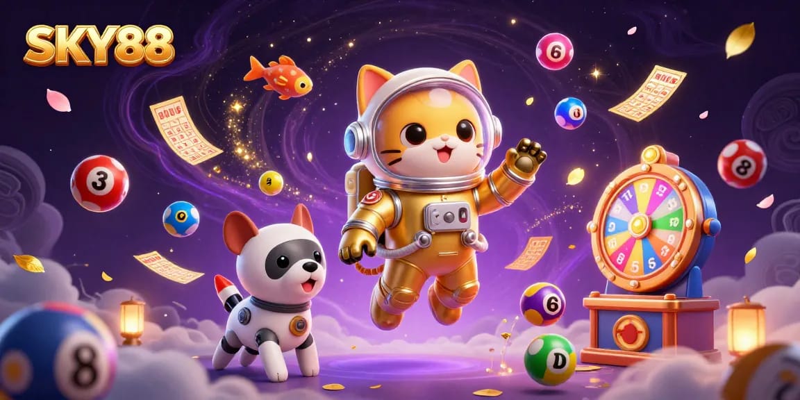 Join the excitement at SKY88 with a dynamic space-themed casino adventure featuring vibrant lottery elements.