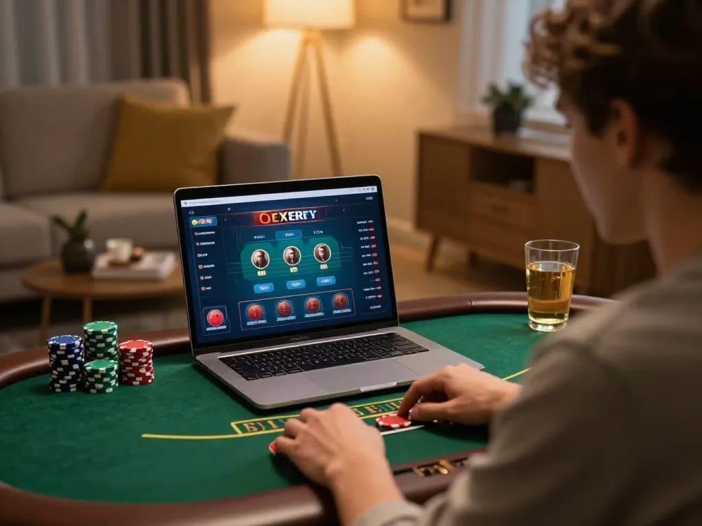 Engaged in strategic gameplay at xx88 online blackjack from a cozy home setting.