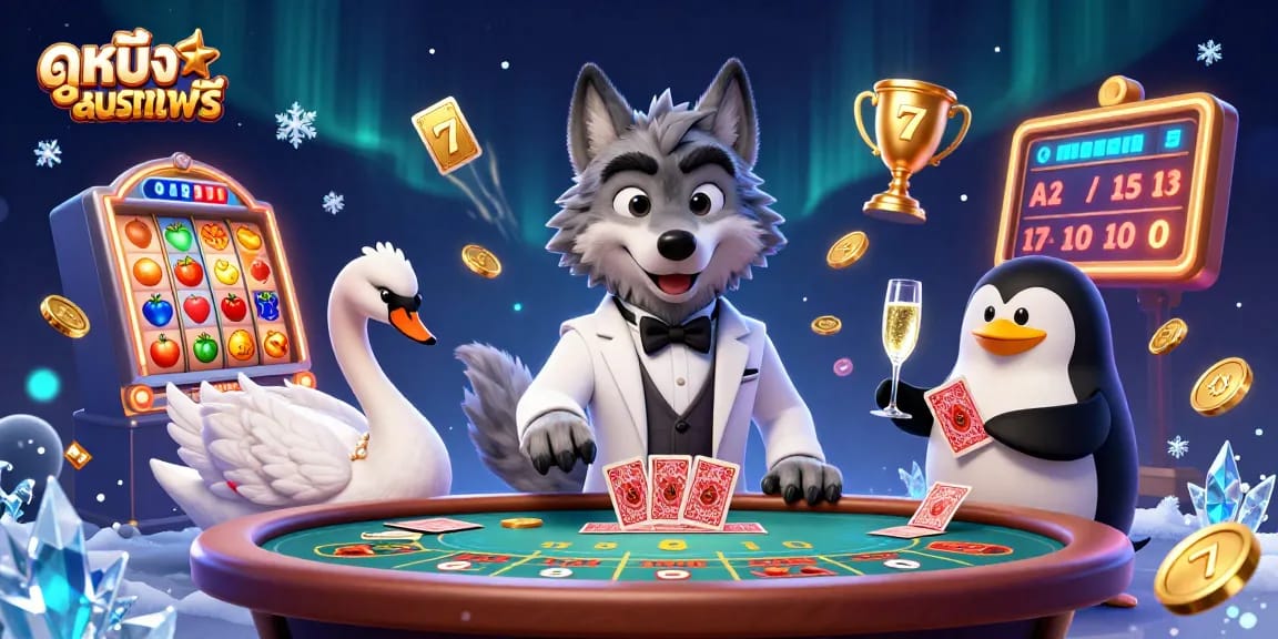 Join the excitement of ดูหนังออนไลน์ฟรี with a vibrant casino scene featuring classic characters and dynamic gaming elements.