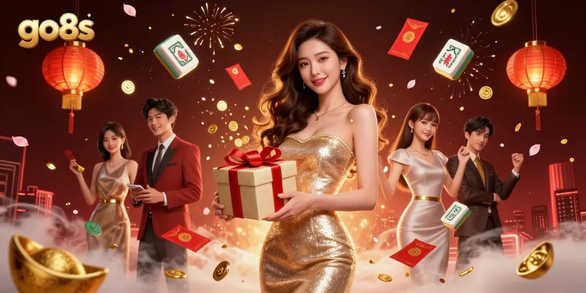 Experience the excitement at go8s with stunning visuals of festive casino elements and winning opportunities.