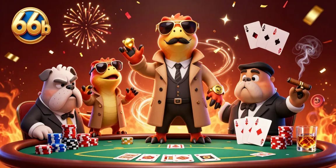 66b depicts three raptors in a trench coat trying to enter a VIP casino lounge amidst poker excitement.