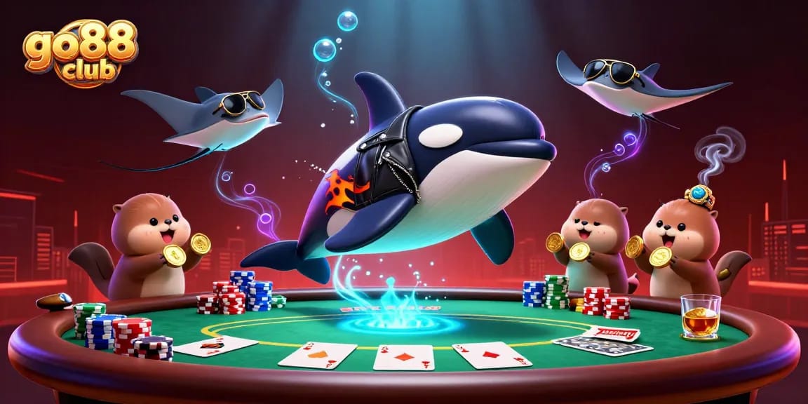Engage with the vibrant action at go88 club featuring animated sea creatures in a lively casino setting.