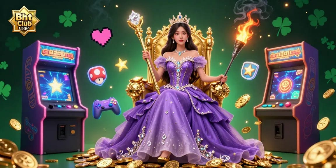Bht Club Login: Experience the excitement of casino games with stunning golden visuals and vibrant arcade elements.