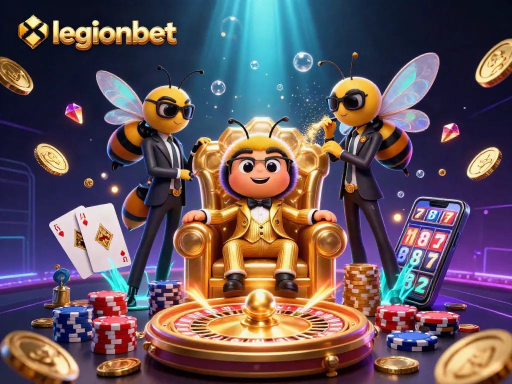 Engage with thrilling gameplay at legionbet, featuring a vibrant casino scene with a cartoon bumblebee mob boss.