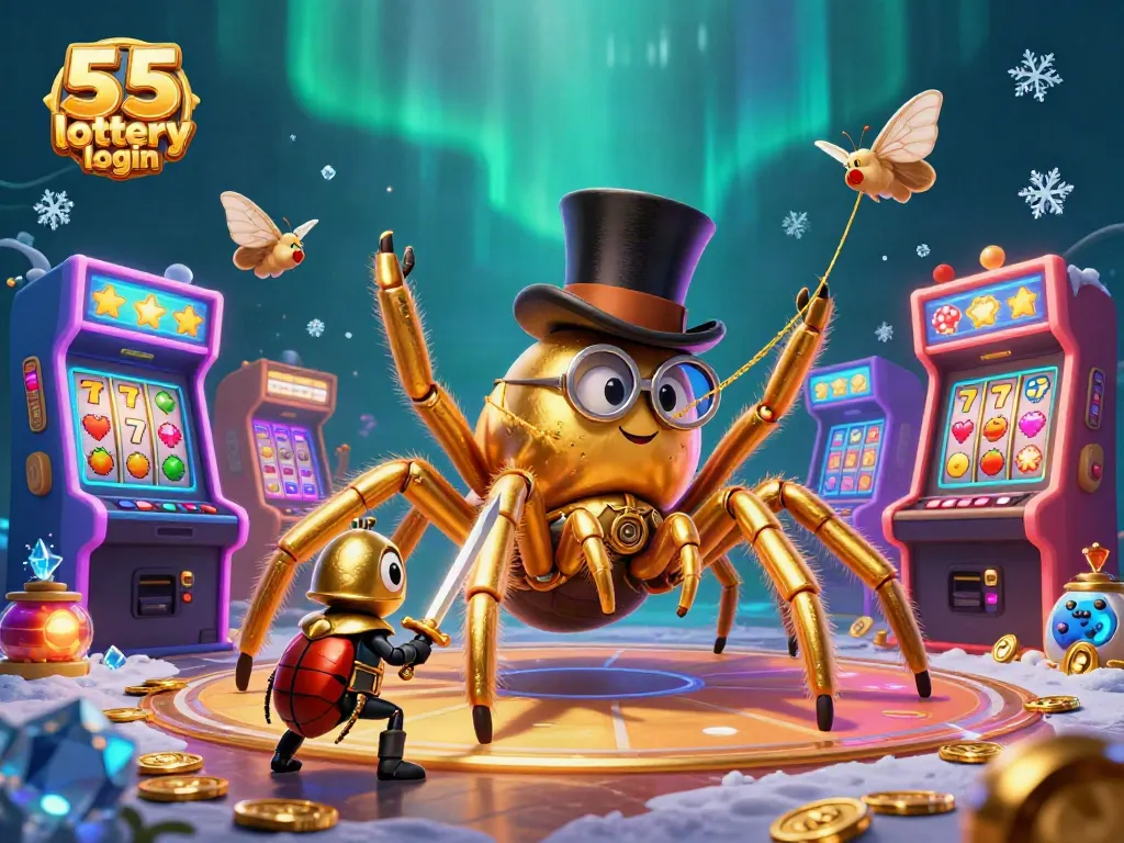 Join the excitement at 55 lottery login with vibrant lottery and casino elements in this dynamic illustration.