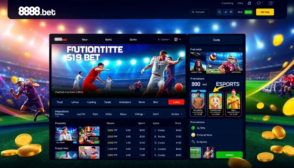 Experience the excitement of 888b.bet with a vibrant online gaming interface showcasing sports betting.