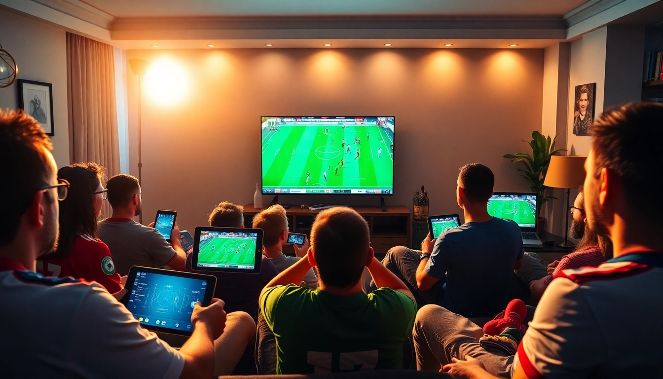 Watch live sports on joemadfan.com with diverse fans enjoying the excitement of football streaming.