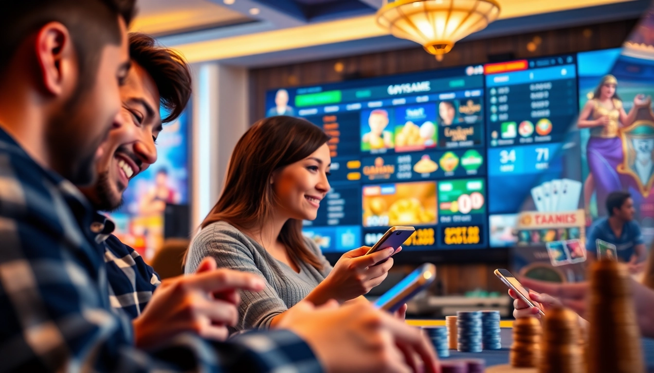 Engaging online gambling scene at winvn88.live showcasing players enjoying casino games and sports betting.