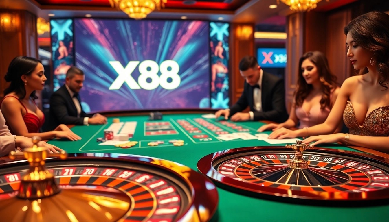 Players engaging in thrilling bets at XX 88 casino table, showcasing excitement and strategy.