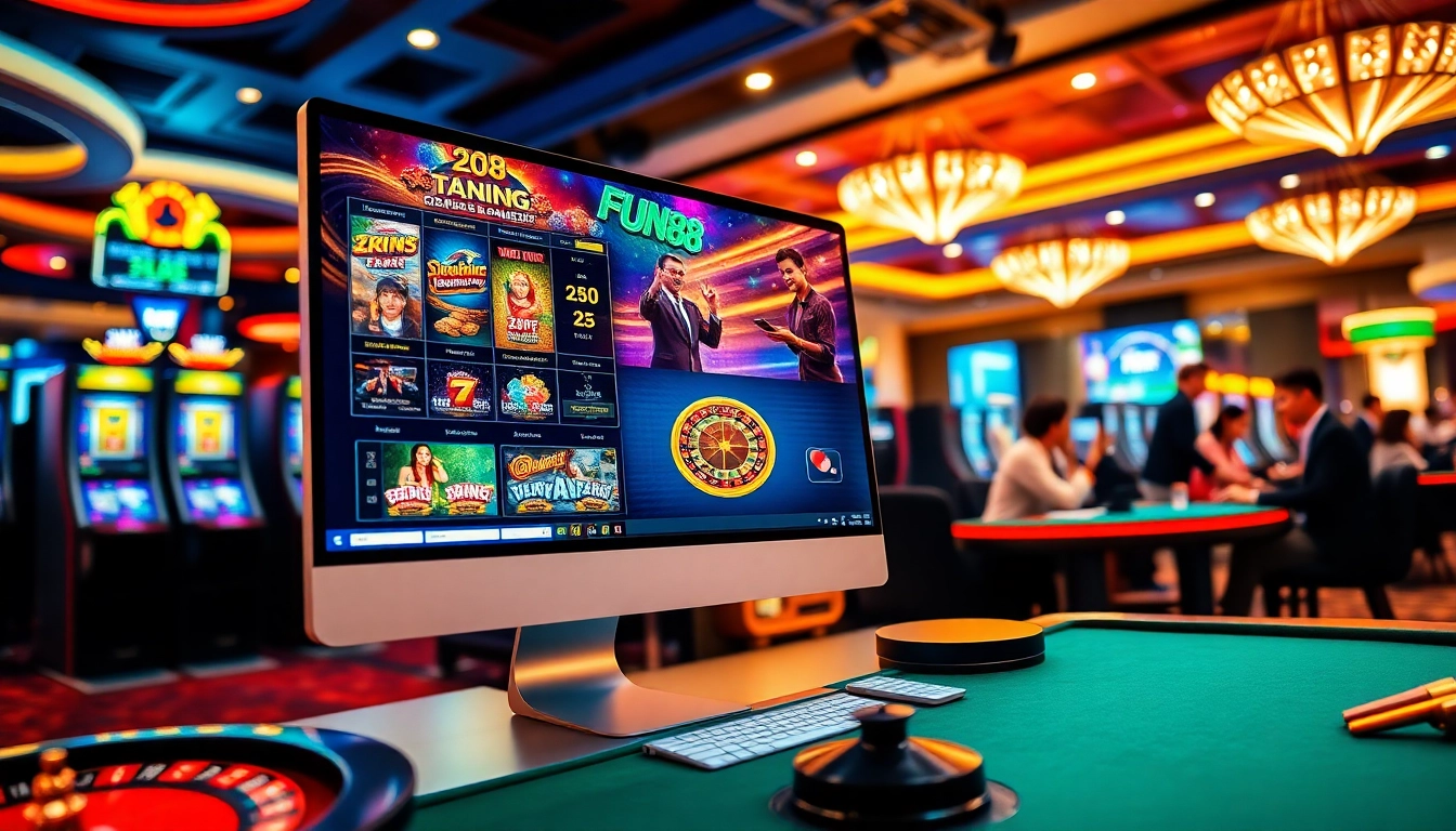 Experience the excitement of Fun88 Thai's online gambling environment featuring vibrant betting graphics.