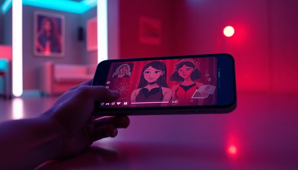 Interactive AI NSFW interface showcasing engaging character interactions on a digital device