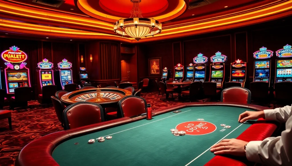 Bettors strategizing at a luxurious poker table in the vibrant casino atmosphere of https://bem88.com.