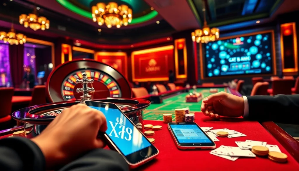 SX88 players making bets at an engaging casino table, showcasing excitement and strategy.