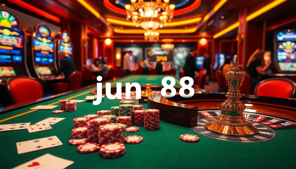 Experience thrilling gaming action at jun 88 with vibrant casino tables and exciting roulette.