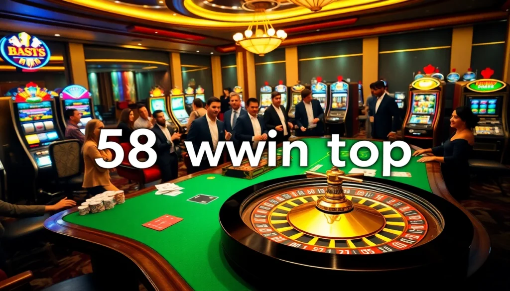 Players experiencing thrilling games at 58win top casino, showcasing excitement and luxury.