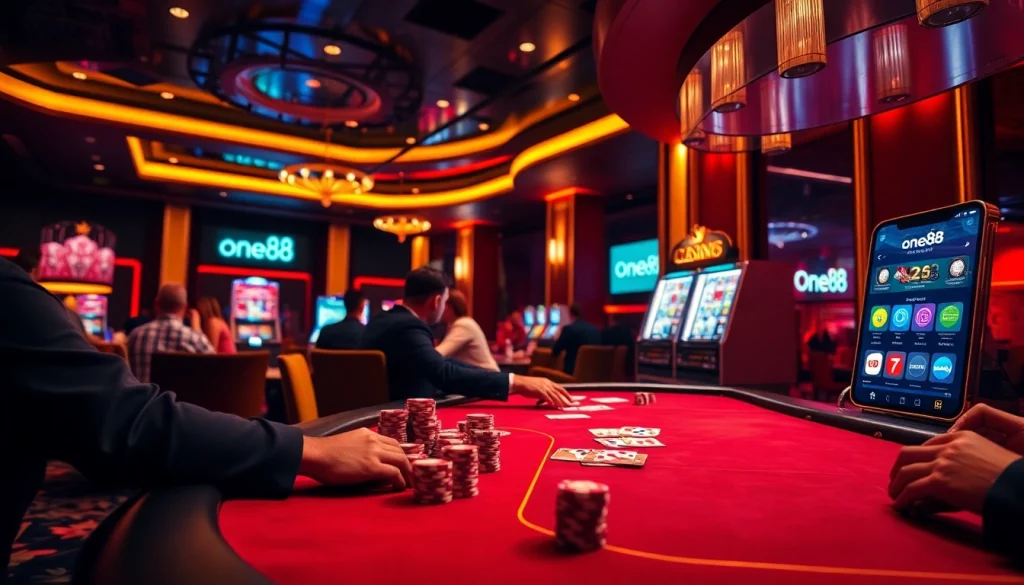 Players enjoy a thrilling session at a high-stakes poker table, enhanced by the one88 app.