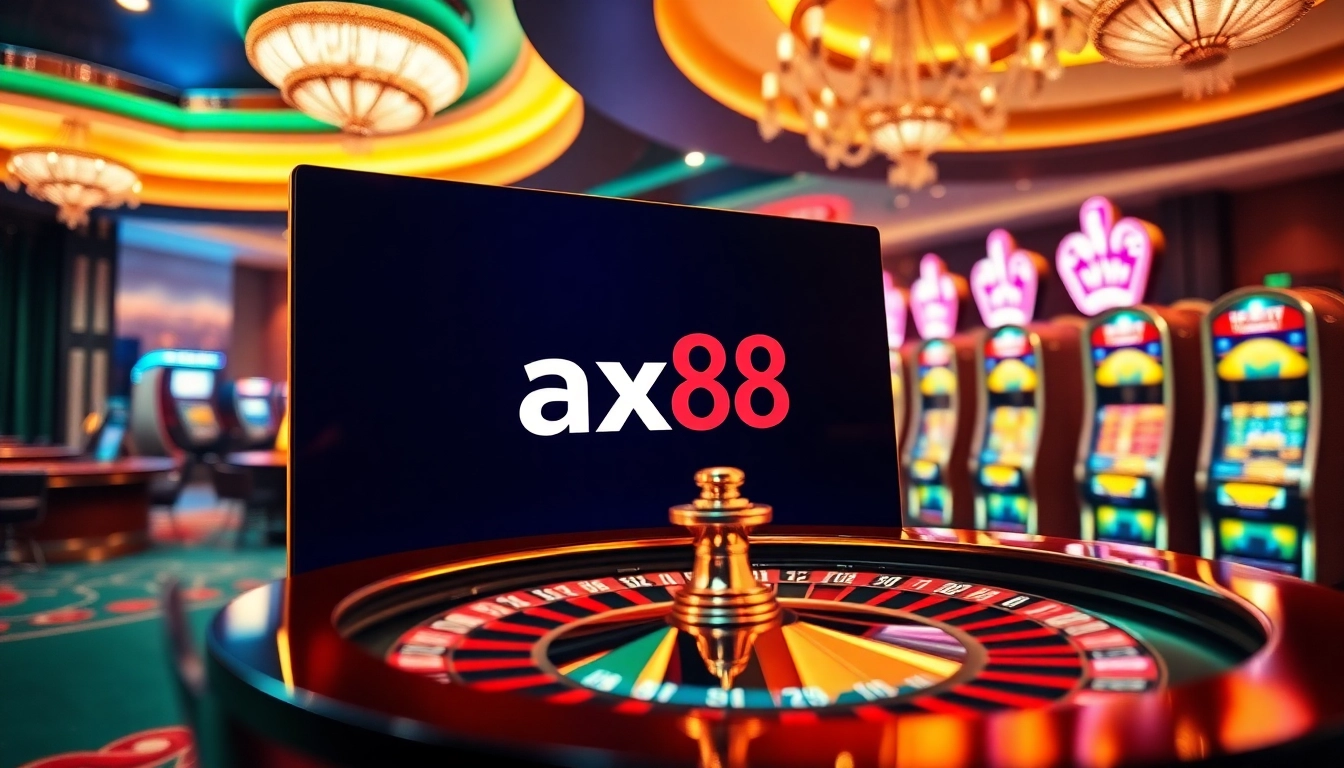 Experience thrilling gameplay at ax88 with vibrant casino elements and a luxurious atmosphere.