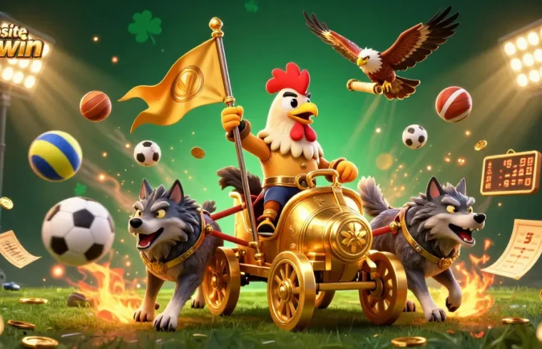 Engage in dynamic gaming action on the Website Sunwin with a cartoon warlord in a vibrant casino setting.