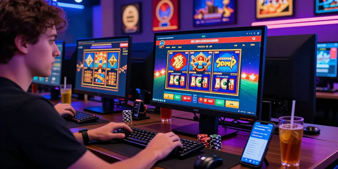 Exciting gameplay at credit card casinos with colorful graphics and a modern setup.