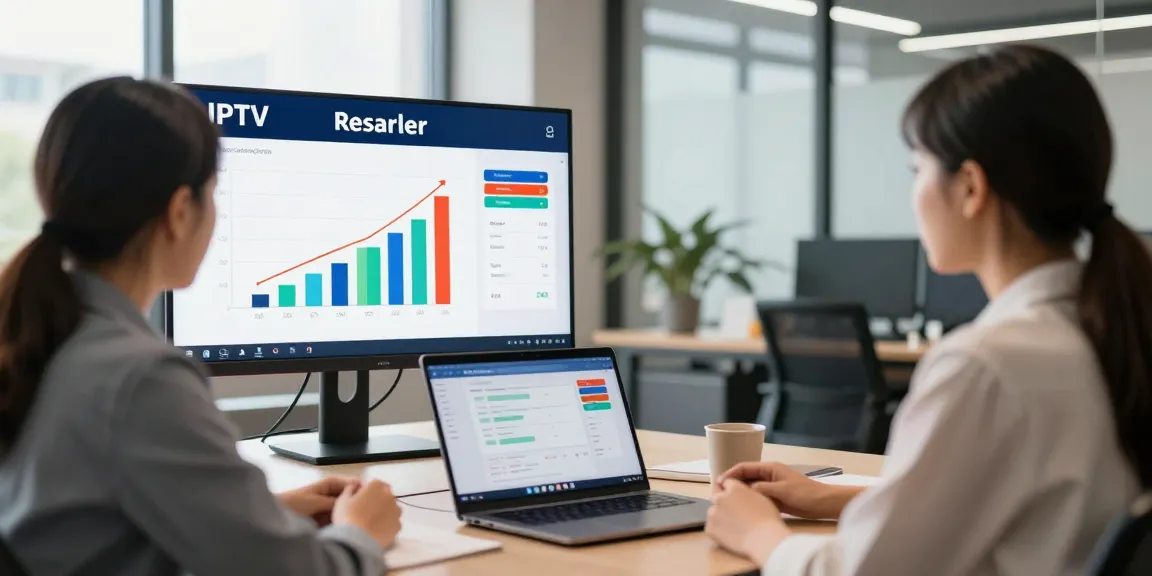 IPTV Reseller UK service provider consulting in modern office, community-focused.