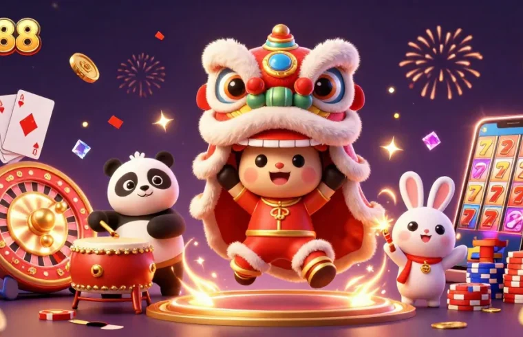 Experience the thrilling magic of go88 with a vibrant casino-themed celebration featuring lucky symbols.